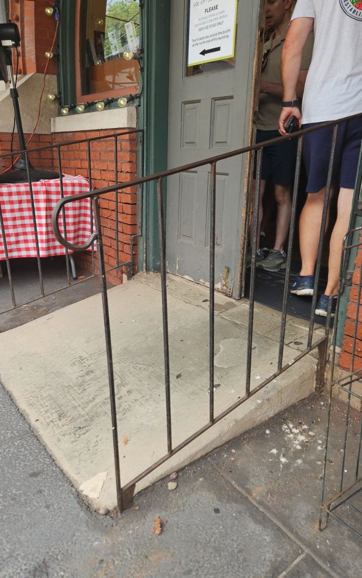 Narrow old ramp and doorway at the station